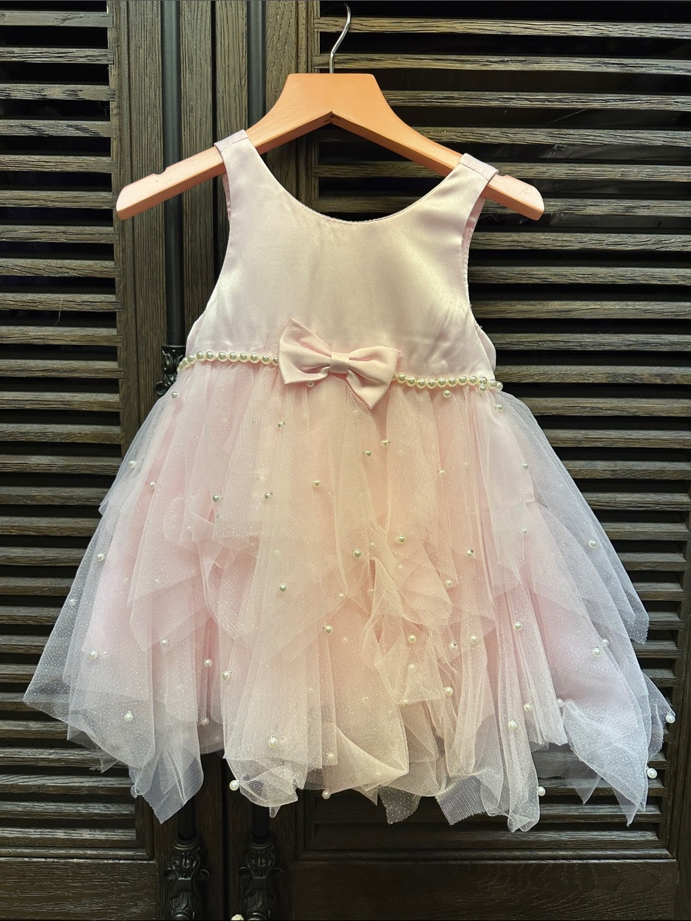 American Princess Pink Pearl Embellished Tulle Party Dress